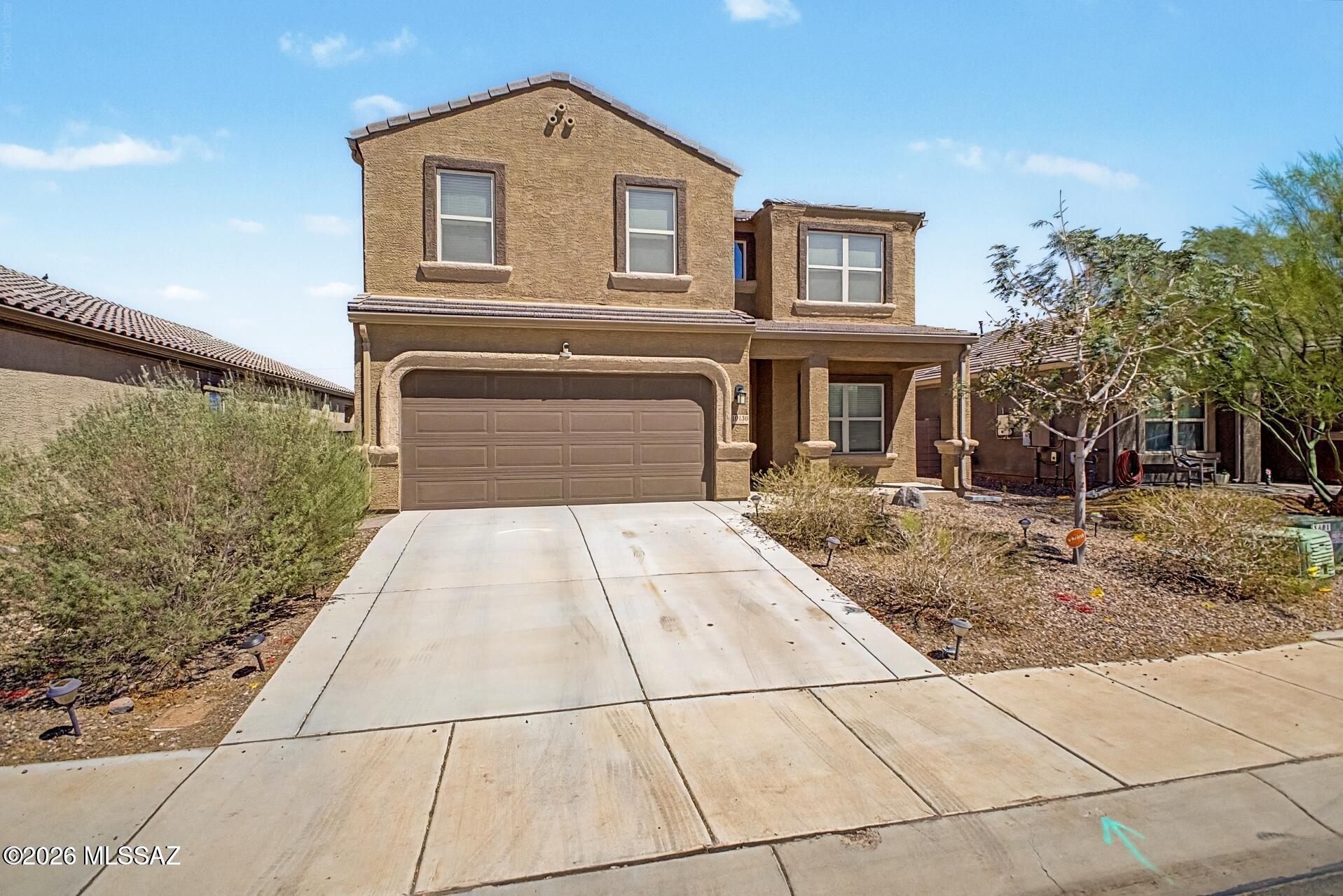 Welcome to this beautifully maintained 2 story home in the highly desirable community of Saguaro Bloom, where comfort, space and opportunity come together perfectly. The solar system is fully paid off, allowing you to enjoy energy efficiency and significant savings on utility costs without the burden of an additional payment. And here's the game-changer: this property includes an assumable VA loan with a LOW interest rate, an incredible opportunity in today's market that could mean substantial monthly savings for qualified buyers. From the moment you arrive, you'll be drawn in by the curb appeal, mature landscaping, and complete with a spacious 2 car garage. Step inside to discover a thoughtfully designed floor plan featuring a bright and open great room ideal for both everyday living. Soft carpeting, tile in all the right places, contemporary lighting, and neutral designer tones create a warm, modern feel that's truly move-in ready. The kitchen is a standout, offering abundant cabinetry, gorgeous granite countertops, stainless steel appliances, and a large center island perfect for meal prep or casual dining. Upstairs, retreat to the spacious primary suite, your own private sanctuary, featuring a customized walk-in closet and an en-suite bathroom with dual sinks for added comfort and convenience. Additional flexible living spaces include both a loft and a den, providing endless possibilities for a home office, media room, playroom, gym, or hobby space. This home offers the perfect blend of function and style, with room to grow and spaces that adapt to your lifestyle.
