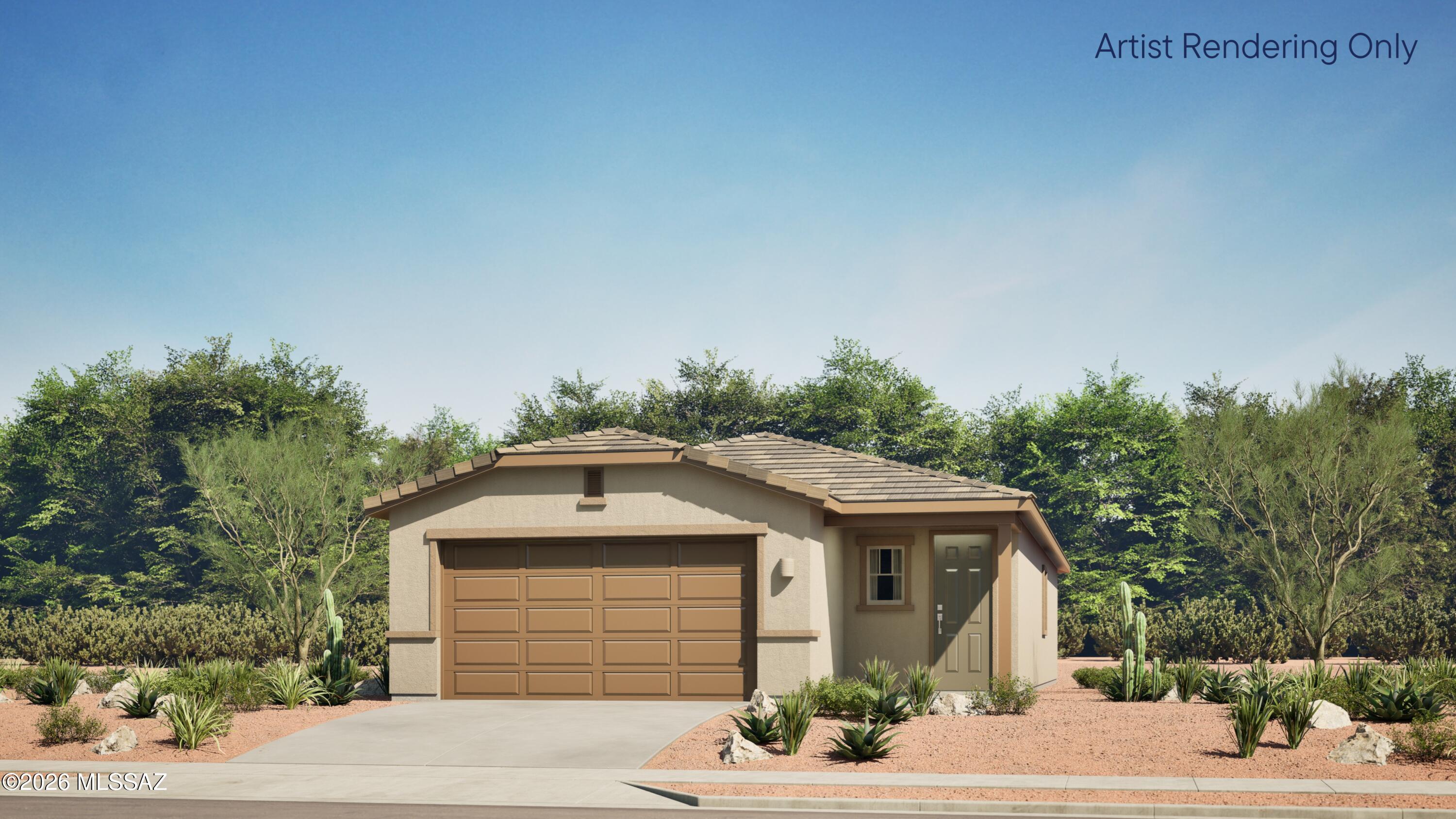 This new single-story home boasts a convenient and low-maintenance layout ideal for modern lifestyles. An open-concept floorplan blends the kitchen, living and dining areas for easy transitions and everyday multitasking. All three bedrooms are tucked away to the side for optimal privacy and comfort, including a lavish owner's suite at the back of the home with a full bathroom and walk-in closet. This home includes GE® stainless steal appliances, Rinnai Tankless Water Heater, prep for reverse osmosis, Quartz Countertops, 2'' faux wood blinds, LED lighting and so much more! As an added bonus, this home includes a washer and dryer - move-in ready and waiting for you!