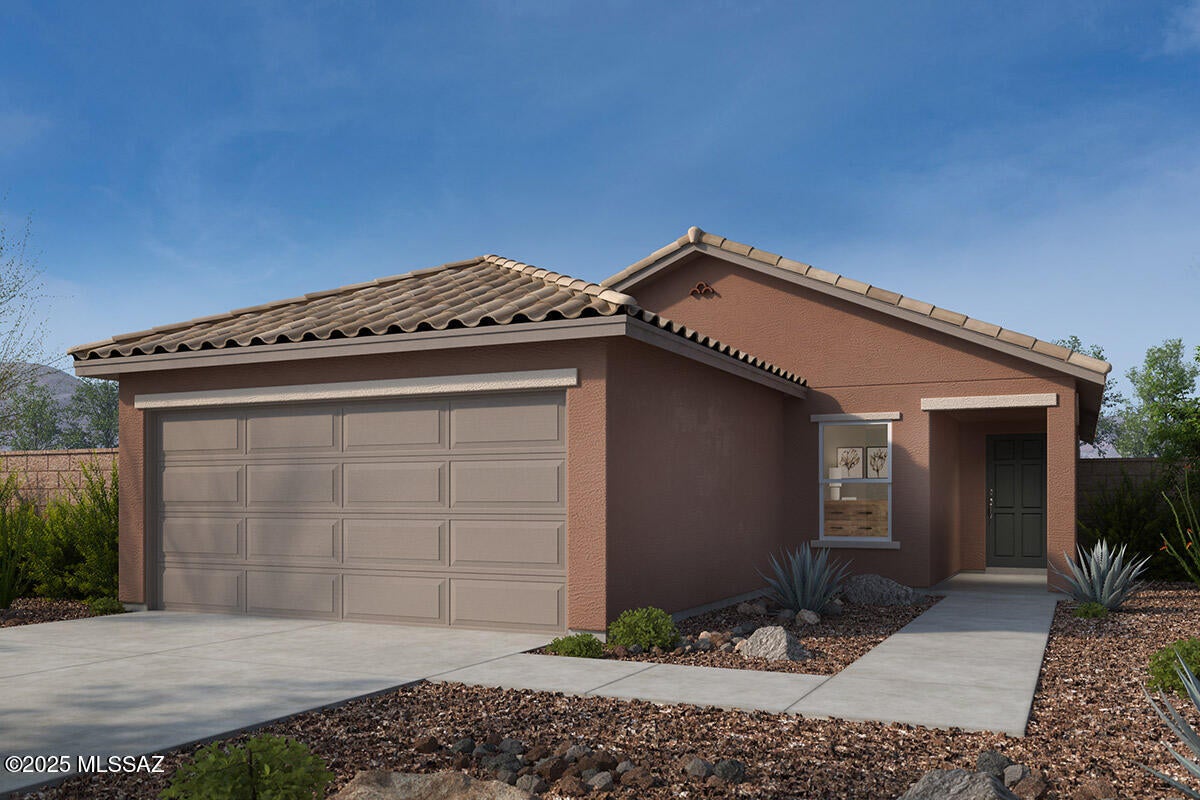 Brand new community at SW corner of Valencia & Houghton. This single-story home features an open floor plan and covered back patio. The kitchen showcases granite countertops, birch cabinets in choice of two colors, a peninsula, pantry, and Whirlpool® stainless steel appliances, including an electric range, vented over the range microwave, and dishwasher. The den provides space for a home office. The primary suite boasts a walk-in closet, dual-sink vanity, and shower. This is a floor plan listing. Home is to be built, and buyer may choose features and homesites that are not included in this base price. Call today for more information. Base price range does not include lot premiums and/or additional upgrades other than included features. Property taxes are not available to date.
