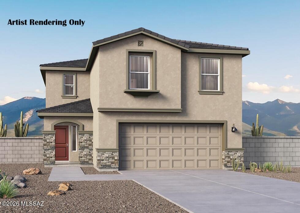 Brand new Construction in The Oasis at Rocking K by D.R. Horton Homes featuring the Gila floor plan. This spacious 2057 sq ft two story home offers 4 bedrooms, 3 full bathrooms, and a 2-car garage. The open concept main floor includes a modern kitchen overlooking the great room, perfect for entertaining. One bedroom and full bath is conveniently located on the first floor, ideal for guests or a home office. Upstairs, enjoy a generous primary suite with walk in closet, plus additional bedrooms and a versatile loft space. Energy-efficient features, contemporary finishes and low maintenance desert landscaping complete this beautiful home. Spray foam insulation and zero energy ready home! Don't miss it! HOME UNDER CONSTRUCTION.