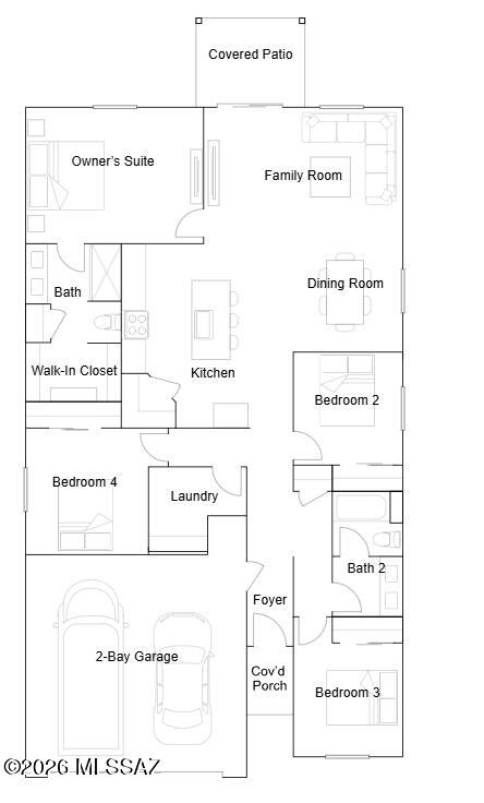This new single-story home boasts a modern and low-maintenance layout. Three bedrooms are located near the front of the home off the foyer, steps from a full bathroom. An open-concept floorplan combines the kitchen, dining room and family room to maximize interior space, while a lavish owner's suite at the back of the home provides a serene retreat with direct access to a full bathroom and walk-in closet. This home comes with the Rinnai Tankless Water Heaters, Smart Thermostats, Post-Tension Foundation, Radiant barrier roof decking, 2'' Faux Wood Blinds, a washer and dryer  and more!