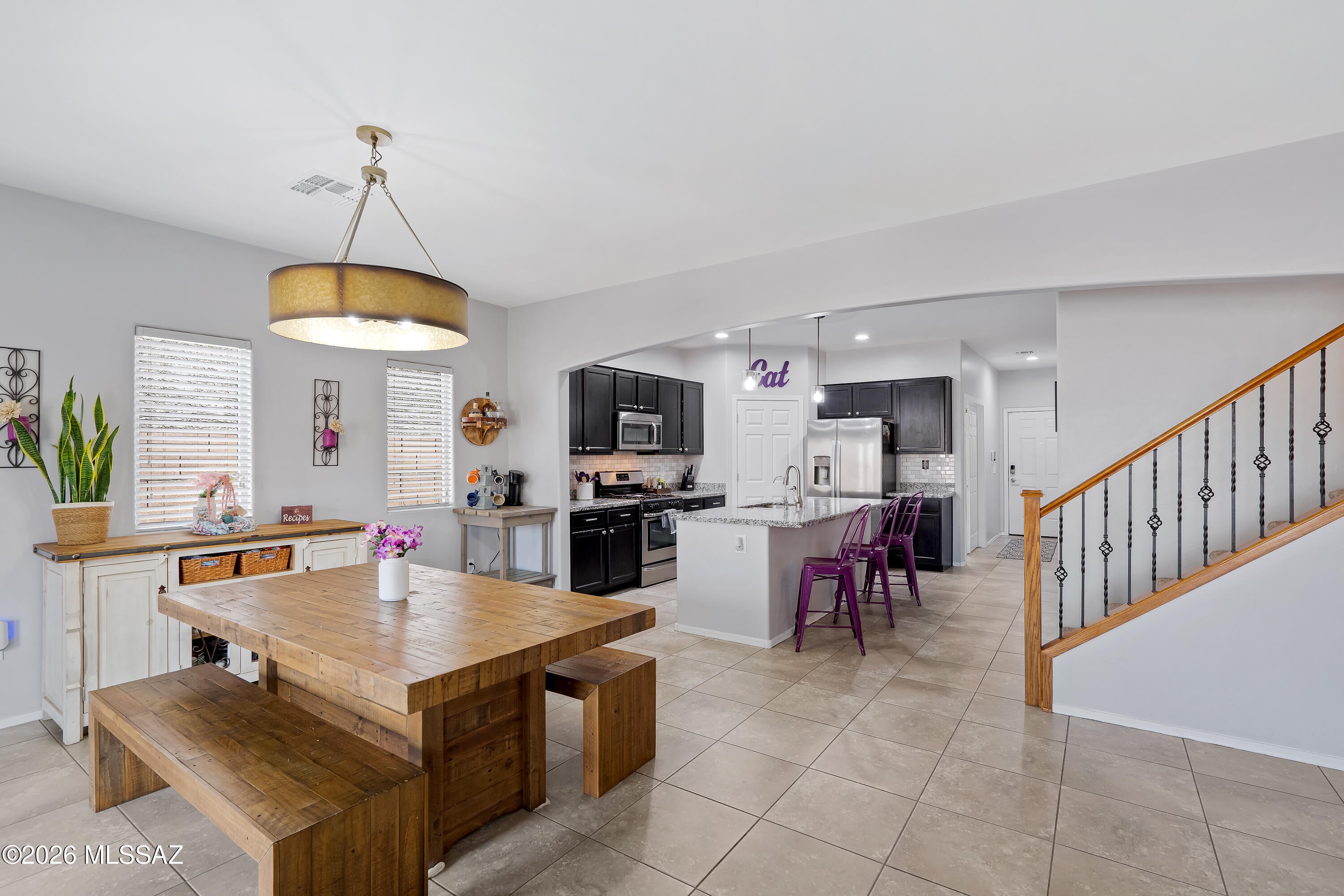 RANGE PRICING: Seller will accept or counter offers between $414,900-$399,000! Excellently maintained, 2017 suburban desert home located in the heart of Vail. Step into your open Great Room, with living, dining, and chic modern kitchen, all looking out over your landscaped yard. The upper level hosts all 4 bedrooms, plus generous loft for upper-living or flex space. The large primary suite features an ensuite with updated extra-length shower and executive-height double vanity.  A separate bonus room, perfect for an office or den, plus a 1/2 bath and under-stair storage - all included on the main level. Your backyard features an extended paver patio & fire-pit, ready for entertaining & play! Right in the heart of Vail, with Award-winning schools, minutes to amenities & I-10. Welcome Home!