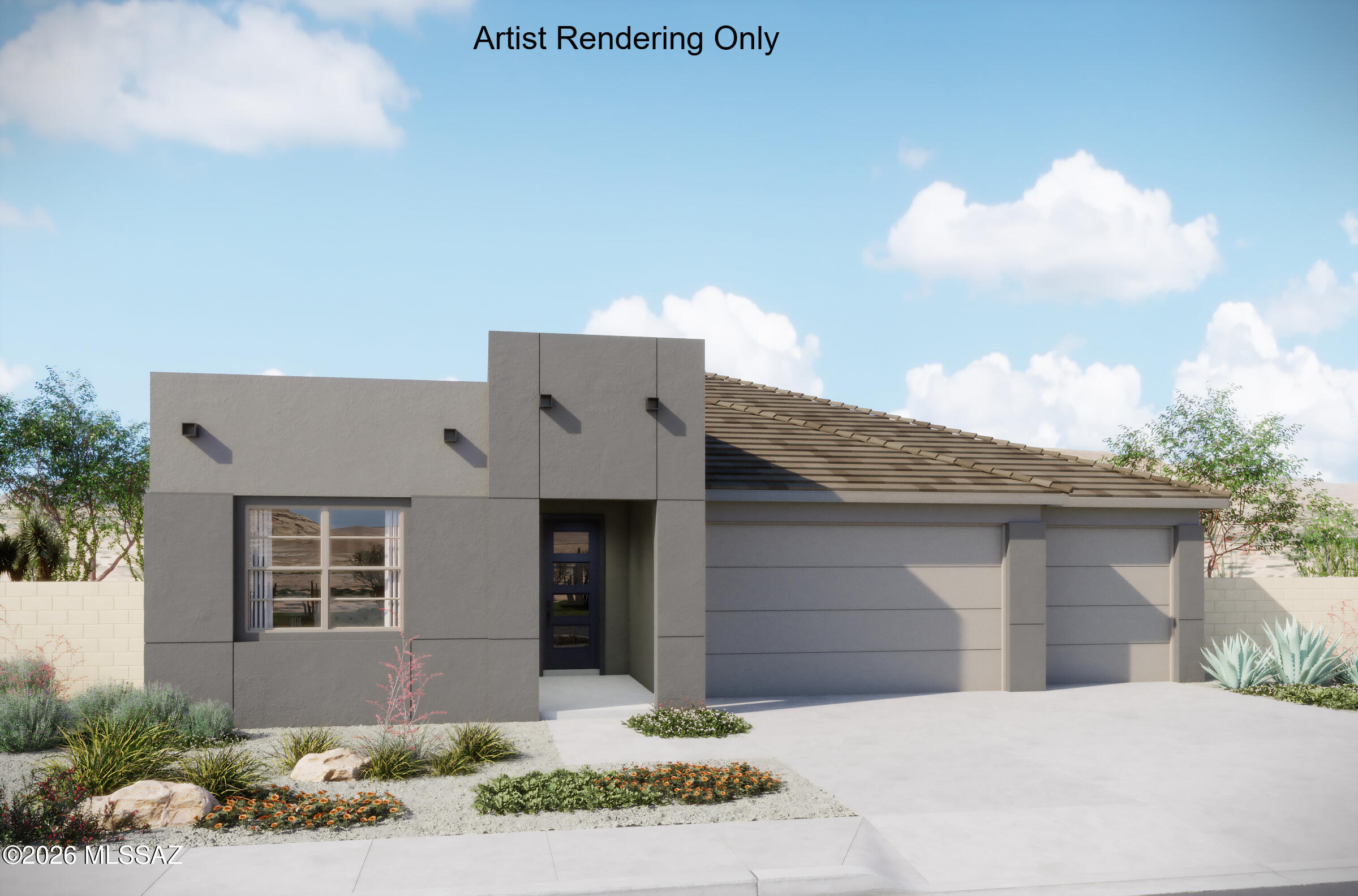 Experience the Crimson with its inviting Desert Modern elevation, designed for open-concept living. Featuring 4 bedrooms, 3 baths, and a Gourmet kitchen with quartz counters, center island, gas cooktop, and walk-in pantry. A versatile Flex room, handy Stop & Drop area, and 3-car garage add convenience, Extended covered patio with 16' sliding glass door fills the home with natural light. The Owner's suite offers a spa-like retreat with both walk-in shower & freestanding tub, dual sinks, and a huge walk-in closet. Includes 10' ceilings, garage service door, added 2nd sink at Bath2, gas BBQ stub-out and more.