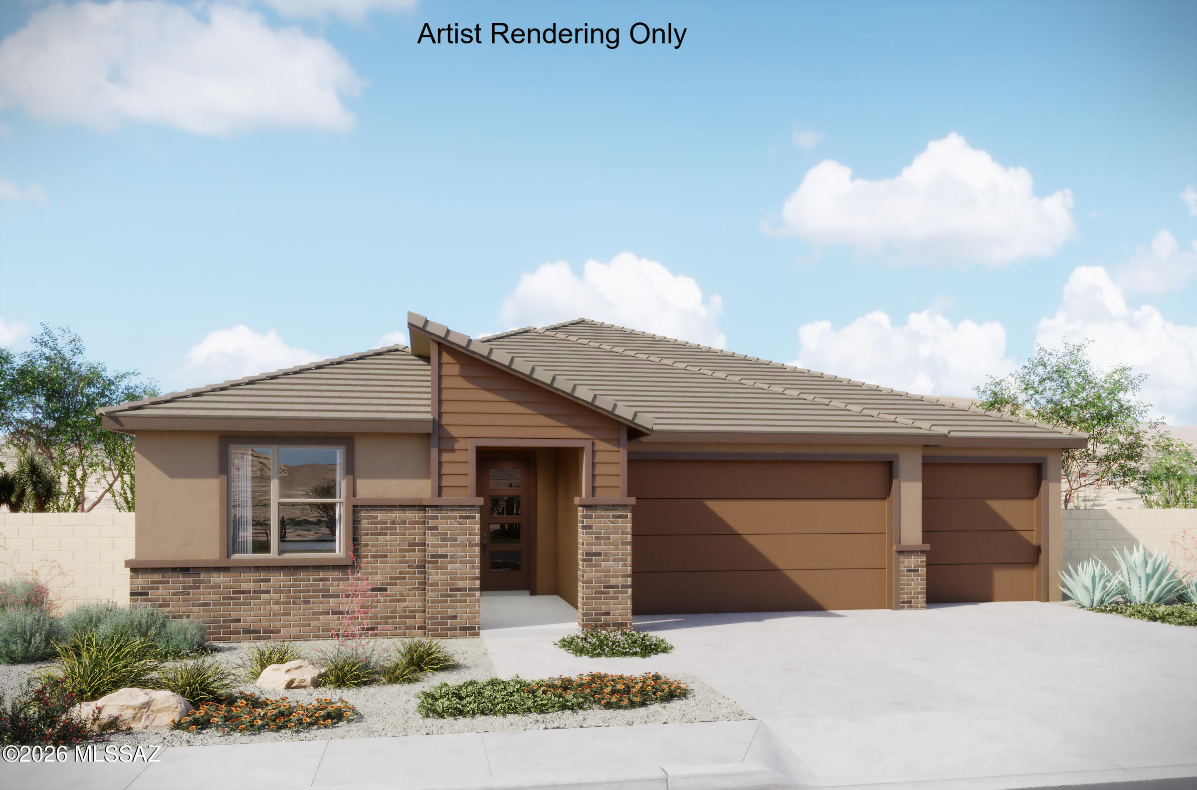 Experience the Crimson with its inviting Midcentury Modern elevation, designed for open-concept living. Featuring 4 bedrooms, 3.5 baths, and a Gourmet kitchen with quartz counters, center island, gas range, and walk-in pantry. An enclosed Study, handy Stop & Drop area, and 3-car garage add convenience, while the extended covered patio with 12' sliding glass door fills the home with natural light. The Owner's suite offers a spa-like retreat with a walk-in shower, dual sinks, and a huge walk-in closet. Includes Washer/Dryer, Refrigerator and faux wood blinds.