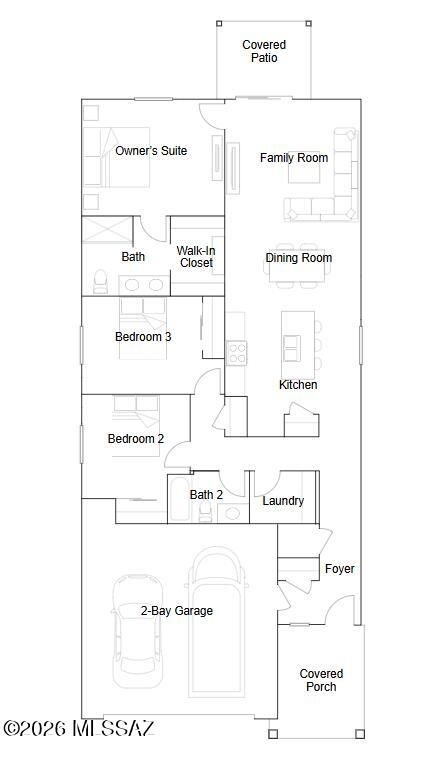This new single-story home boasts a convenient and low-maintenance layout ideal for modern lifestyles. An open-concept floorplan blends the kitchen, living and dining areas for easy transitions and everyday multitasking. All three bedrooms are tucked away to the side for optimal privacy and comfort, including a lavish owner's suite at the back of the home with a full bathroom and walk-in closet. Our homes come with Quartz Countertops, the Rinnai Tankless Water Heaters, Smart Thermostats, Post-Tension Foundation, Radiant barrier roof decking, 2'' Faux Wood Blinds and more! As an added bonus, this home includes a washer and dryer