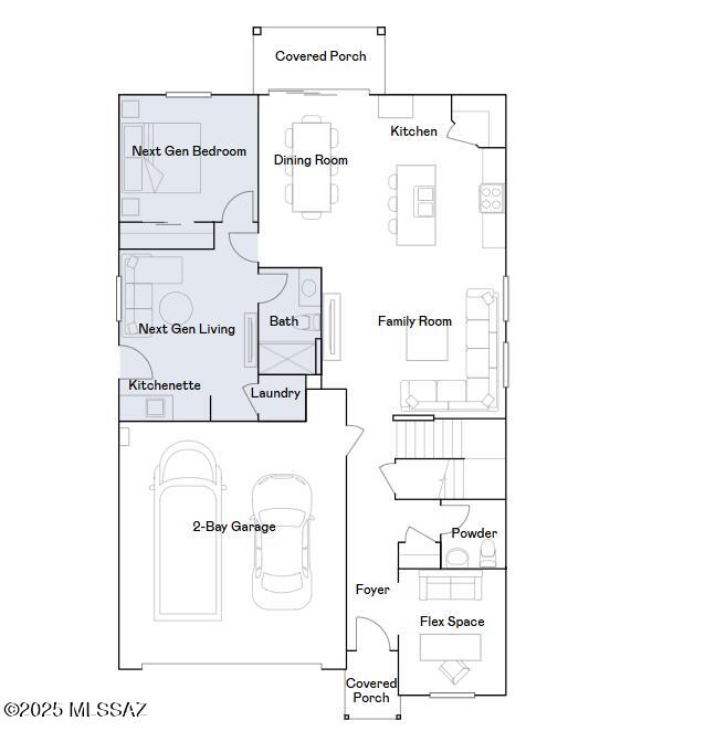 This new two-story Next Gen® home is ready for multigenerational households and features a private suite with its own entrance, living area, kitchenette, bedroom, bathroom and laundry. The main home is host to an inviting open-concept layout and a flex space on the first floor. On the second level, a versatile loft provides a convenient shared living area easily accessible from three additional bedrooms and a lavish owner's suite with a full bathroom and walk-in closet. This home includes GE® stainless steel appliances, Rinnai Tankless Water Heater, Quartz Countertops, 2'' faux wood blinds, LED lighting and so much more!