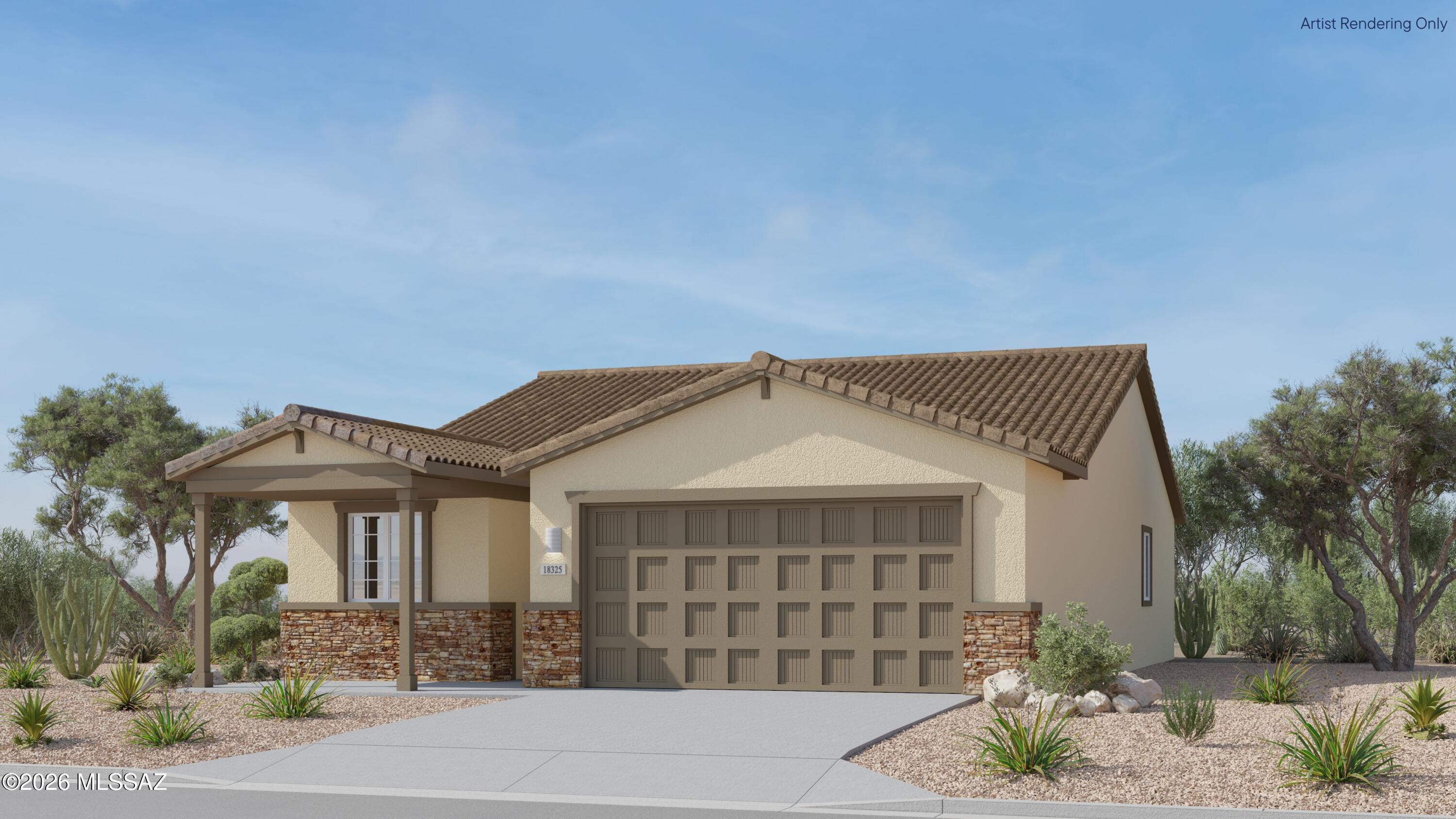 This new three-bedroom home offers convenient single-story living. Two bedrooms boast a private location near the front of the home, steps from a full bathroom. An inviting open-concept floorplan blends the kitchen, living and dining areas for seamless transitions and everyday multitasking. Nestled into a private rear corner, a luxe owner's suite provides a tranquil retreat with direct access to a full bathroom and walk-in closet.  This home includes GE® stainless steal appliances, Rinnai Tankless Water Heater, Quartz Countertops, 2'' faux wood blinds, LED lighting and so much more!