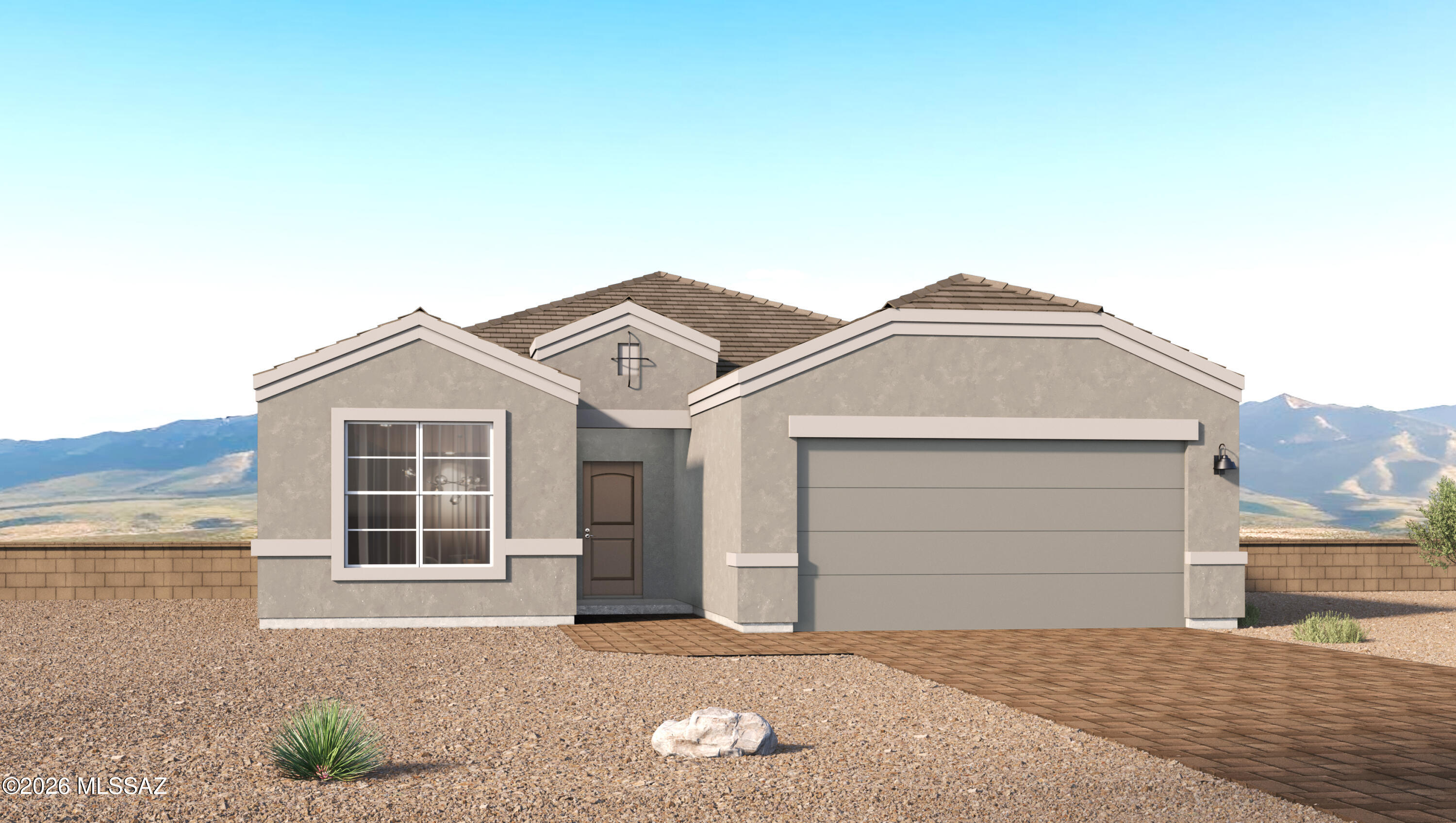 ****THIS HOME IS TO BE BUILT****
 Stop by to see our brand new model home, and available lots today!
Introducing the Hampton - a thoughtfully designed new floor plan at Solterra by D.R. Horton in Green Valley. Offering 1,658 square feet of well-planned living space, the Hampton blends modern convenience with timeless style, creating a home that is both inviting and efficient. 
Upon entering, you're welcomed into an open-concept design that maximizes every square foot. The expansive great room anchors the home and flows seamlessly into the dining area and kitchen, making the space ideal for everyday living and entertaining alike. The kitchen features a spacious center island, quartz countertops, Shaker-style cabinetry, and a dedicated pantry, delivering a clean, modern aesthetic with ample storage for all your culinary essentials.
The Hampton offers two bedrooms and a versatile study, providing flexibility for guests, hobbies, or a home office. The primary suite is thoughtfully positioned at the rear of the home for added privacy and includes a walk-in closet and a well-appointed en-suite bathroom. Near the front of the home, the guest bedroom offers convenient access to a full bathroom, ensuring comfort for visitors.
Designed with both comfort and functionality in mind, the Hampton includes a utility room conveniently located near the kitchen and garage, offering easy access to the laundry area and additional storage. A covered back patio extends the living space outdoors--perfect for relaxing and enjoying Green Valley's beautiful year-round weather.
Homes at Solterra showcase elegant interiors paired with distinctive exterior features, including sand stucco finish, landscaped front yards with auto drip irrigation, and fully fenced backyards. Covered back patios create inviting spaces to unwind and take in Green Valley's breathtaking sunsets. Inside, D.R. Horton's Home is Connected® Smart Home package enhances everyday living with a smart thermostat, video doorbell, keyless entry, and a Wi-Fi-enabled garage door opener. 
Outdoor enthusiasts will appreciate the close proximity to scenic neighborhood parks, Colossal Cave Mountain Park, and an abundance of walking and biking trails that weave throughout Green Valley--making the Hampton an ideal blend of comfort, style, and outdoor living.