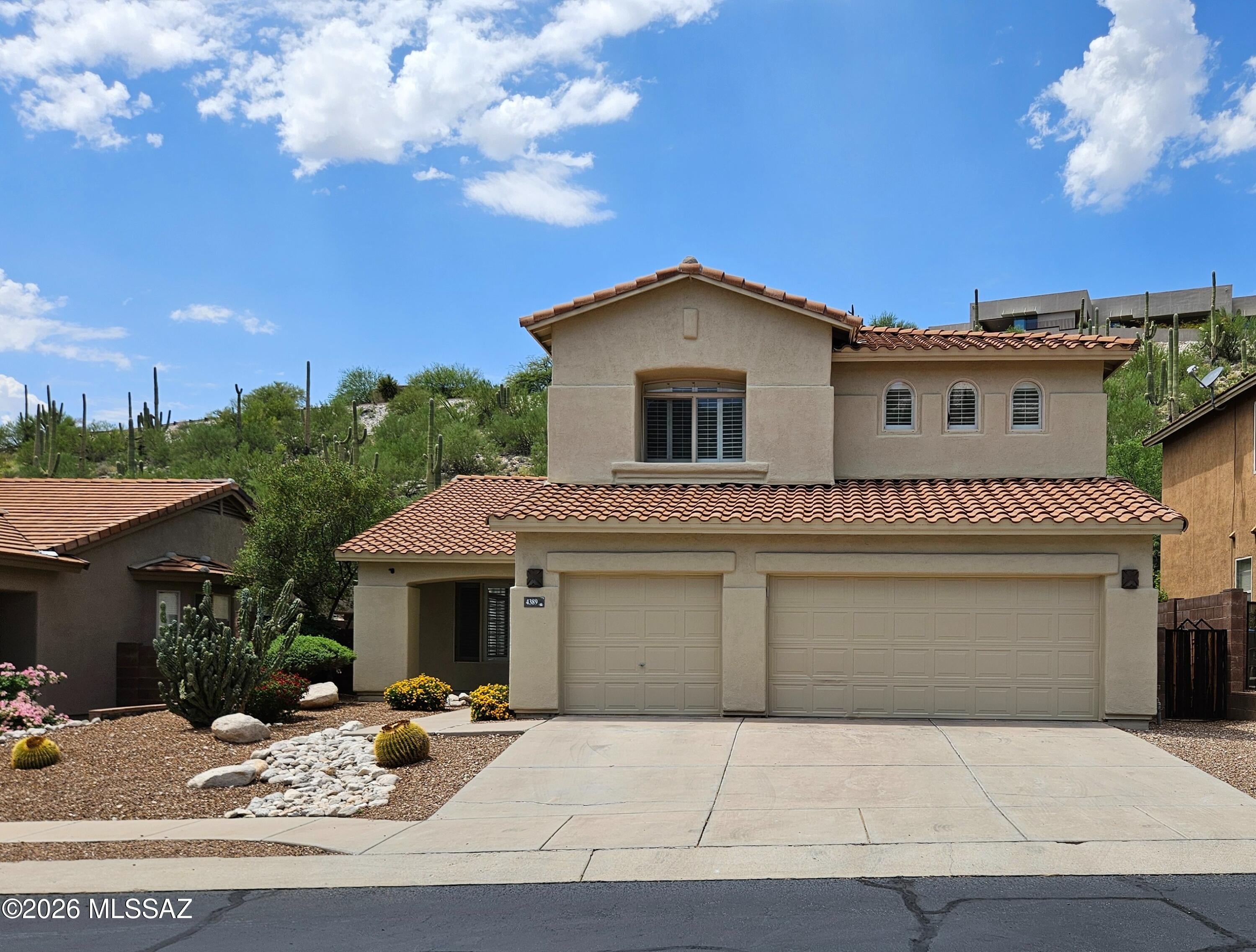 Fully remodeled home located in the prestigious & gated Sabino Mountain, near the end of a quiet cul-de-sac! With 4 bds & 4 Ba PLUS a Den/Flex Room, this home has so much to offer! Formal Living & Dining rooms, Family room w/beautiful gas fireplace, high ceilings, tons of natural light, 3-car garage, and all appliances included! The spacious Primary Suite has a custom walk-in closet & spa-like bathroom overlooking acres of pristine, natural desert. The Backyard is stunning, with a large built-in spa/spool, a paver patio w/privacy screens, and no rear neighbors. Community features include a pool and clubhouse. Don't miss out on this rare rental opportunity on the North side- Schedule a private showing today!