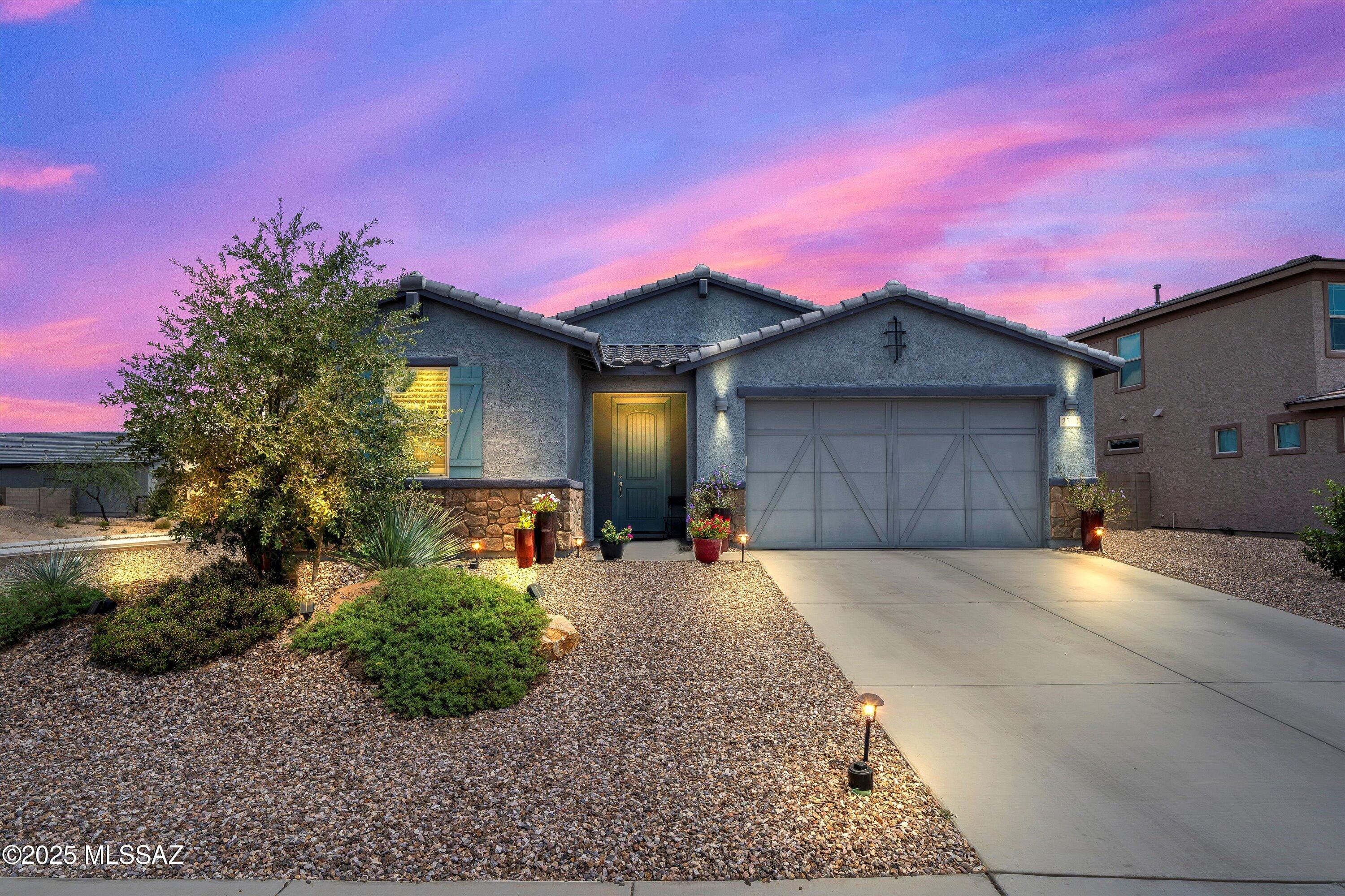 This bright and open 3Bd + Den, 2ba, and 3 car garage home is ready for you. Modern chef's kitchen w/ quartz counters, large island, stainless appliances, gas cook-top & walk-in pantry. The kitchen anchors the great room, perfect for movie nights or game day. The den makes an ideal office, gym, or 4th bedroom. Private primary retreat features a large bright and relaxing space  the primary bath has a large spa like shower, dual sinks & walk-in closet. Two guest bedrooms and a guest bath. Tandem 3-car garage stores bikes, toys & workshop. Step outside to a $30K professional. designed yard: pavers, turf, & covered patio.