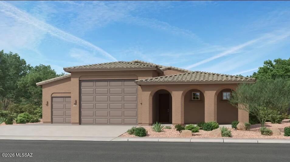 This single-story home was designed with active lifestyles in mind, with a four-bay tandem RV garage and an additional one-bay garage. The kitchen, dining room and Great Room share an open layout for easy entertaining, along with access to a covered patio for year-round outdoor lounging. There are three bedrooms in total, including a luxe owner's suite in the rear of the home with an en-suite bathroom and walk-in closet. Super Kitchen Upgrades included. Our homes come with the Rinnai Tankless Water Heaters, Smart Thermostats, Post-Tension Foundation, Radiant barrier roof decking, 2'' Faux Wood Blinds and more!