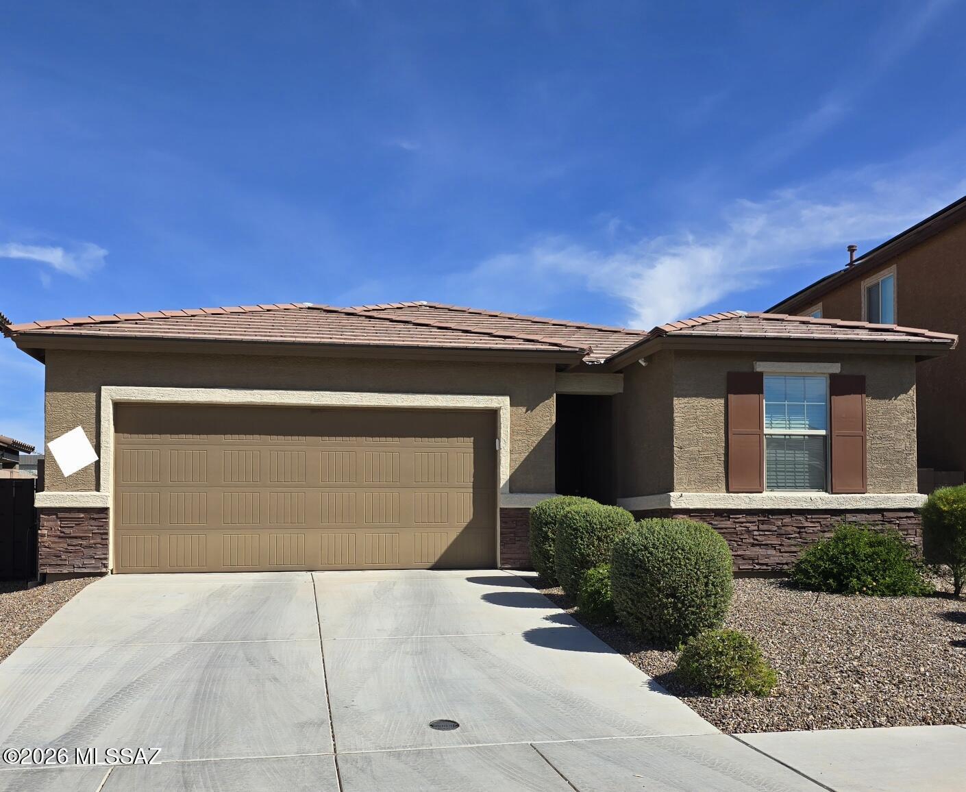 Beautiful updated home.   Kitchen offers granite countertops,  gas range, backsplash, island/breakfast bar, loads of storage, pull outs, huge pantry, deep undermount sink, neutral colors thru out, tile in all areas but bedroom 1 and master,  Large master with huge walk in closet and linen closet, Den has french glass doors, nice size laundry room, fully landscaped backyard, gas plumbed on side of home for bbq grill.  Huge sliding door that opens both ways for entrance to rear yard, nothing behind.  Community pools, splash pad, pickle ball, parks and walking trails, Close to I10 for easy access, Pride of ownership here!