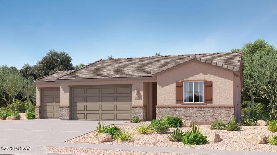 This new three-bedroom home offers convenient single-story living. An open-concept floorplan that blends the kitchen, living and dining areas boasts convenient access to a covered patio for simple indoor-outdoor living. All three bedrooms are tucked away to the side of the home for optimal privacy and comfort, including the luxe owner's suite with a full bathroom and walk-in closet.  This home also includes Granite Countertops, Rinnai Tankless Water Heaters, Smart Thermostats, Post-Tension Foundation, Radiant barrier roof decking, 2'' Faux Wood Blinds and more! —move-in ready and waiting for you!