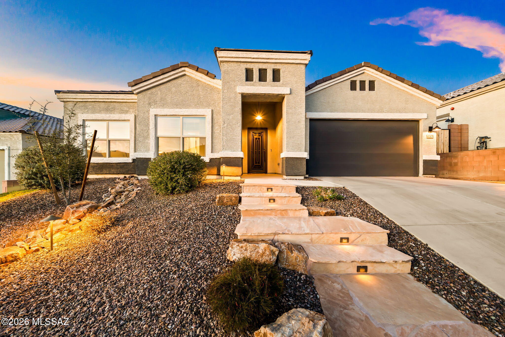 DOVE MOUNTAIN BEAUTY!
This spacious 4BD/2BA, 2338 sqft home offers many features including a split/open floorplan, gourmet kitchen with an open island, large walk-in pantry, ceramic tile in common areas/carpet in bedrooms, large main bedroom with ensuite and large tiled shower and large closet w/built-ins, water softener, and large laundry room with lots of cabinets.
Enjoy the beautiful landscaped backyard with pavers, artificial turf, elevated patio with firepit, and endless sunsets!
Make this your new home today!
More pics to come!