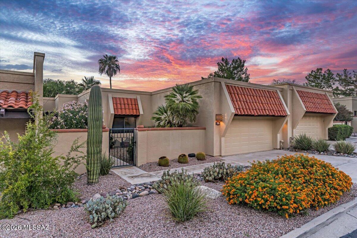 Well cared for  El Conquistador Resort Patio Home on the 2nd Fairway! This beautiful 2-bedroom, 2-bath home features a desirable split floor plan and an open, spacious layout that offers both comfort and privacy. Enjoy beautiful mountain views from the private courtyard, while the rear patio provides amazing golf course and sunset views. Whether you're looking for a peaceful personal retreat, a second home, or an investment property, this home is perfectly suited for a vacation rental. This relaxing oasis awaits you in the highly desirable El Conquistador Resort community!
