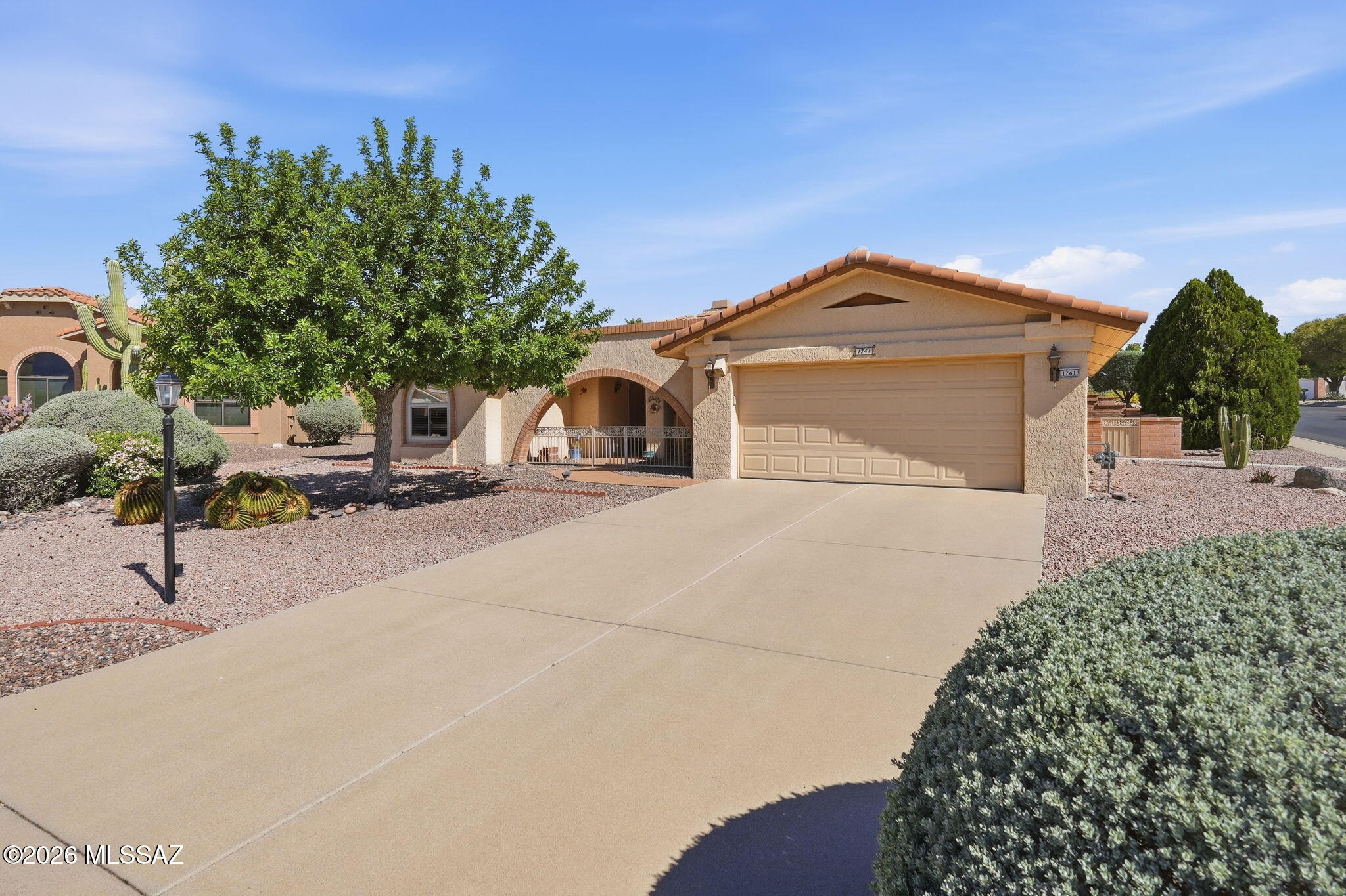 Welcome home to this Silvercreek model in Sun City Oro Valley offering 1,524 sq ft with 2 bedrooms, 2 baths, and a versatile office/craft room. This home features newer windows throughout, HVAC replaced in 2022, and roof underlayment updated for added peace of mind. The light and bright kitchen offers a cheerful space for cooking with ample cabinetry and workspace. A cozy gas fireplace anchors the living area. Situated on a desirable corner cul-de-sac lot, enjoy a fenced yard, and small turf area for easy, low-maintenance living. Fabulous views from the side yard and front make this an ideal setting for a front courtyard addition. Experience the active adult lifestyle with golf, pools, fitness, pickleball, tennis, and vibrant social activities.