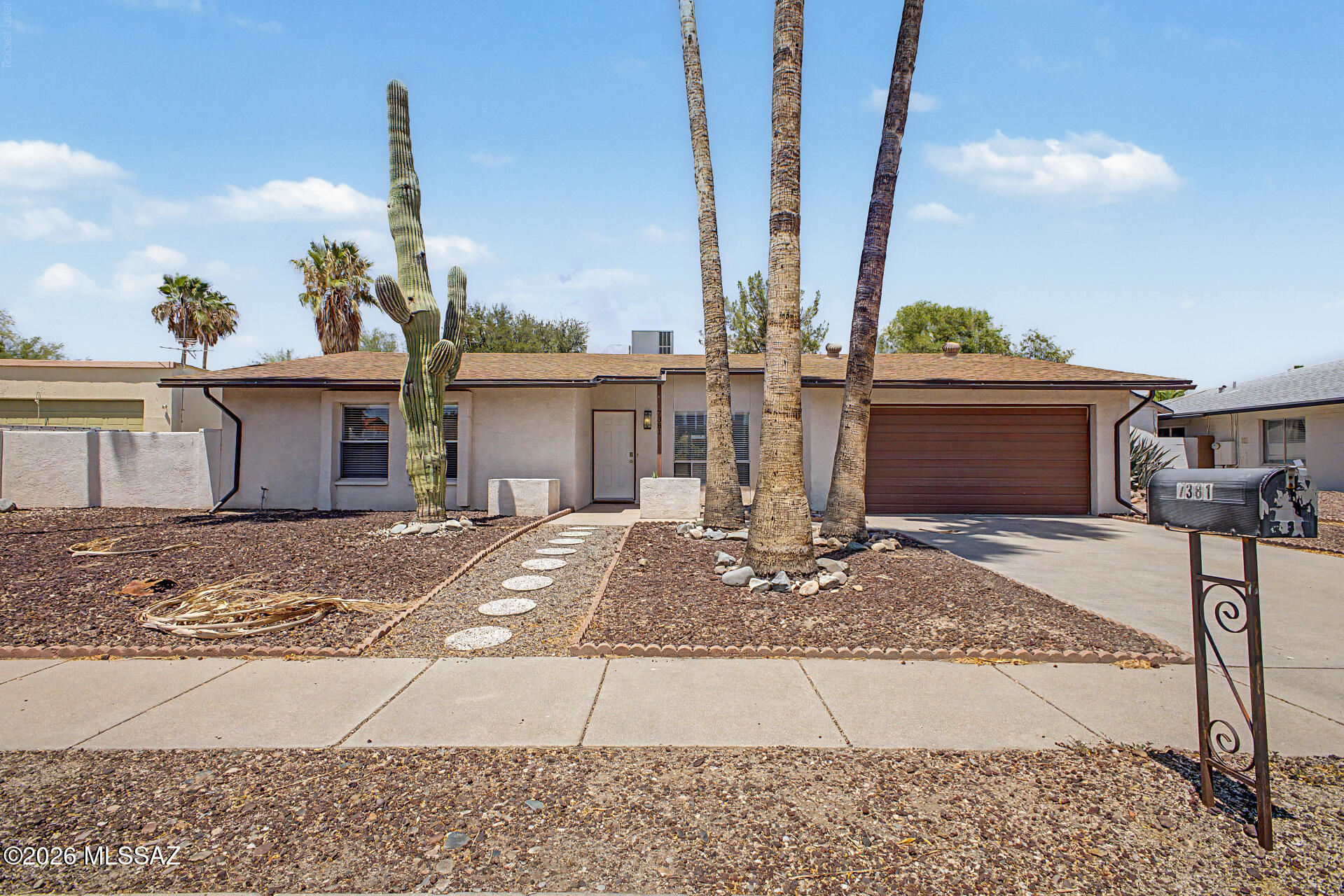 Welcome to this beautiful home in the desirable Vista Del Rio community! Featuring fresh interior paint, luxury vinyl plank and tile flooring throughout, and an open floor plan, this home is designed for comfortable everyday living.

 The kitchen offers stainless steel appliances and opens seamlessly to the main living areas, making it perfect for entertaining. Blinds are installed throughout, with ceiling fans in select rooms for added comfort. 

Outside, enjoy attractive desert landscaping with mature palm trees, a spacious lot, and a private fenced backyard with plenty of room to relax or entertain. Don't miss this fantastic opportunity to own a move-in ready home in a sought-after neighborhood!