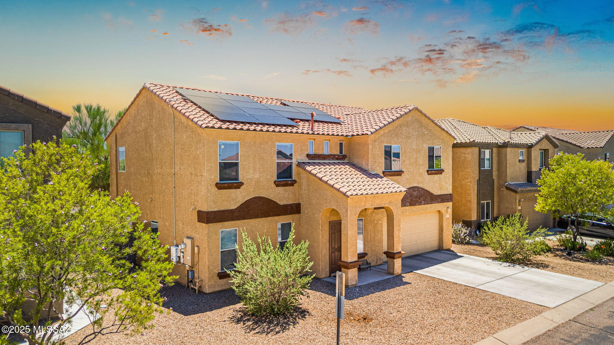 Approximately 15 minutes from Davis-Monthan Air Force Base, this beautifully maintained 2017 Energy Star-qualified home offers the perfect blend of convenience, comfort, and efficiency. Featuring 4 bedrooms, 2.5 bathrooms, plus a spacious loft with a closet that can easily serve as a 5th bedroom, home office, or flex space, there's room to fit your lifestyle. The open-concept floor plan centers around a spacious kitchen that flows seamlessly into the living area. Additional highlights include a reverse osmosis water filtration system, oversized closets, and a built-in Home Team Pest Defense system. Located in a gated community within the highly sought-after Vail School District, residents enjoy access to a pool, clubhouse, and park!