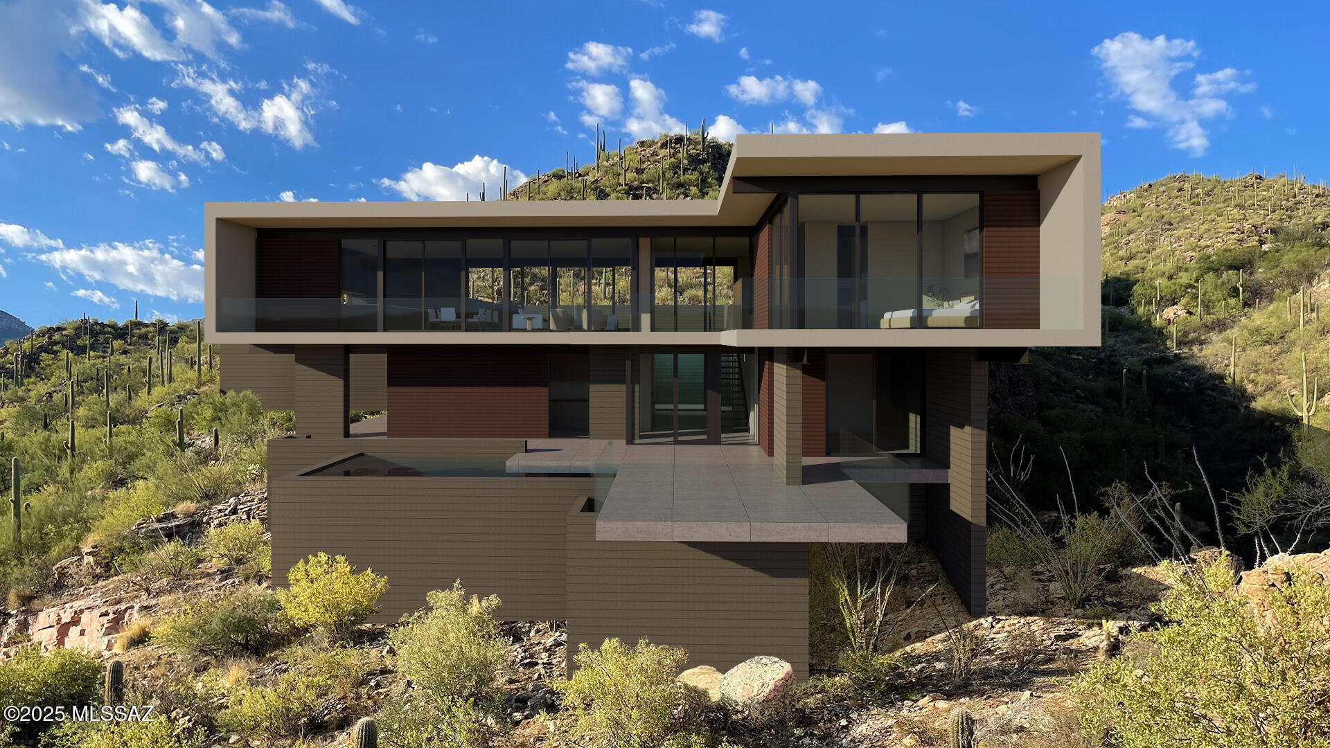 Nestled into the serene mountainside of the beautiful gated community of Trails End, this architecturally stunning home is designed by the renowned Kevin Howard. Embrace the tranquility and natural beauty that surrounds this unique residence, which Kevin Howard proudly refers to as a Nusonian. This modern masterpiece seamlessly blends with its breathtaking surroundings, featuring expansive windows that capture the panoramic views and fill the living spaces with natural light. Every detail reflects thoughtful design and luxurious comfort, offering an unparalleled living experience. Discover the perfect balance of elegance and nature in a home that can be customized to meet your individual needs. With Kevin Howard's expertise, your dream home awaits in this secluded and beautiful setting.