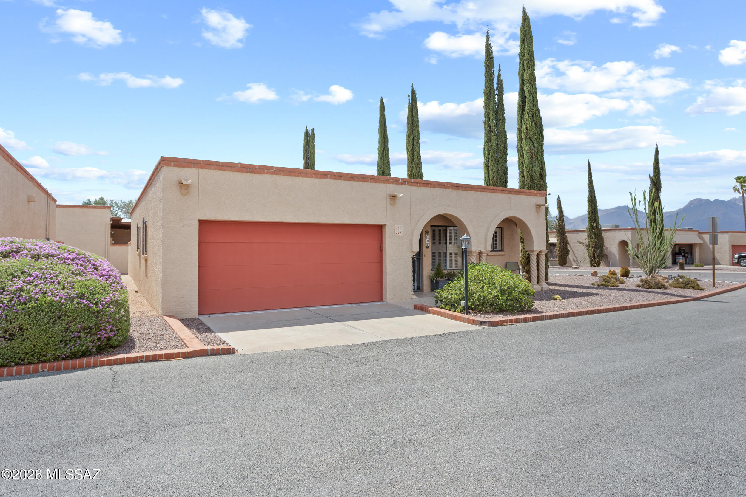 3 bed 2 bath 1,435sf Detached Townhome w/ mountain views and prime East-side Tucson location. Ceramic tile & Plantation shutters throughout. Flowing kitchen w/ Granite counters, Maytag appliances and lots of light. Amazing north facing Catalina Mountain view from living room, dining area, kitchen, and back yard. Two car garage has abundant storage. French doors to private covered patio with BBQ and mountain views. If you are looking for ''The One'' in Rosewood Estates, this is it! Community pool, incredible location, and one of only two detached townhomes in Rosewood estates. Schedule a showing while you can!