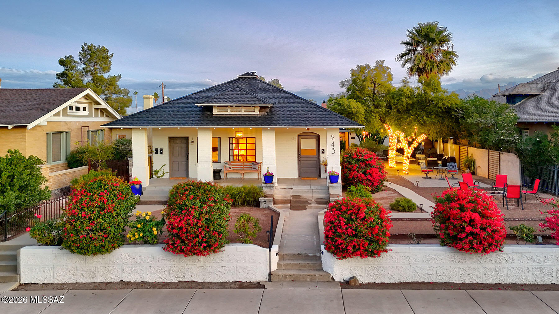Historic West University 4-Plex + Single-Family Residence on University Blvd,
A rare and versatile opportunity in the heart of Historic West University! Ideally located directly on University Boulevard with effortless access to the Modern Streetcar, 4th Avenue, Downtown, the University of Arizona, award-winning restaurants, and more. The beautifully updated 4-plex features studios with 10-foot ceilings, thoughtfully renovated to honor the home's historic character while offering modern comforts. Each unit includes remodeled bathrooms, updated kitchens, newer mini-split systems, and separately metered gas and electric. The property also benefits from newer roofs.
The grounds are truly special, impeccably maintained with a bocce court, fire pit, mature landscaping, fruit trees, rose gardens, and multiple inviting outdoor spaces. In addition, the property includes a separate 906-square-foot single-family home offering 2 bedrooms and 1 full bathroom. The home features a beautifully remodeled kitchen with stainless steel appliances including dishwasher (Bosch) updated cabinetry, tiled backsplash, and quartz countertops, along with a fully remodeled bathroom. Enjoy a large private backyard, generous storage room, and double carport with electronic gate. Live in the single-family home while renting the 4-plex, or lease all units for strong income potential. (Partially furnished, please ask for list of furnishings that do not convey)
An exceptional investment and lifestyle opportunity in one of Tucson's most sought-after historic neighborhoods. Seller is a licensed Realtor in the State of Arizona.