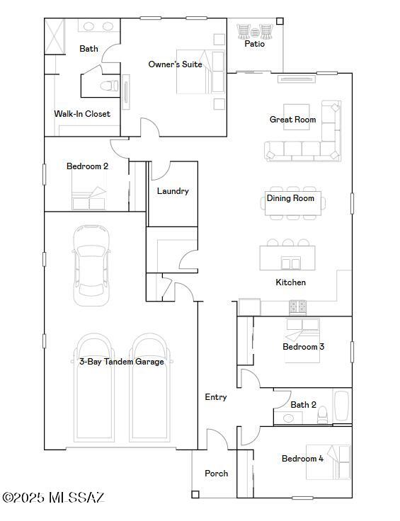 The spacious open-concept design of this single-story home simplifies multitasking among the living and dining spaces, while a back patio offers an ideal retreat for outdoor meals with friends and family. Four bedrooms, including the owner's suite, offer plenty of room for younger family members and guests. This home includes GE® stainless steal appliances, Rinnai Tankless Water Heater, prep for reverse osmosis, Granite Countertops, 2'' faux wood blinds, LED lighting and so much more!
