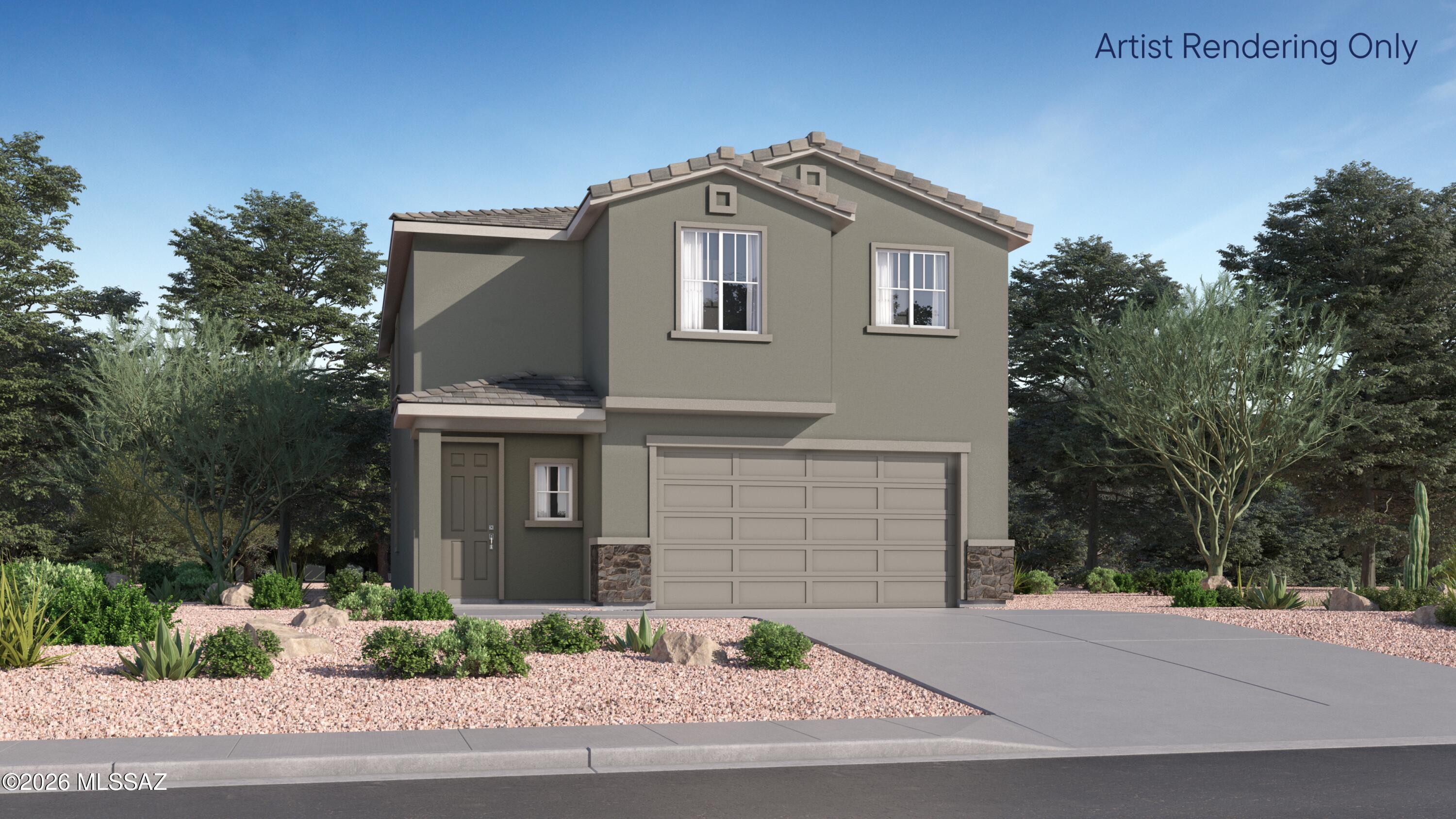 This new two-story home is ready for modern lifestyles. On the first floor, an inviting open-concept layout blends the kitchen, living and dining areas, with a secluded bedroom tucked into a private rear corner. On the second level, a versatile loft provides a convenient shared living area easily accessible from four additional bedrooms and a luxurious owner's suite, complete with a full bathroom and walk-in closet. Our homes come with Quartz Countertops, the Rinnai Tankless Water Heaters, Smart Thermostats, Post-Tension Foundation, Radiant barrier roof decking, 2'' Faux Wood Blinds and more! As an added bonus, this home includes a washer and dryer--move-in ready and waiting for you!