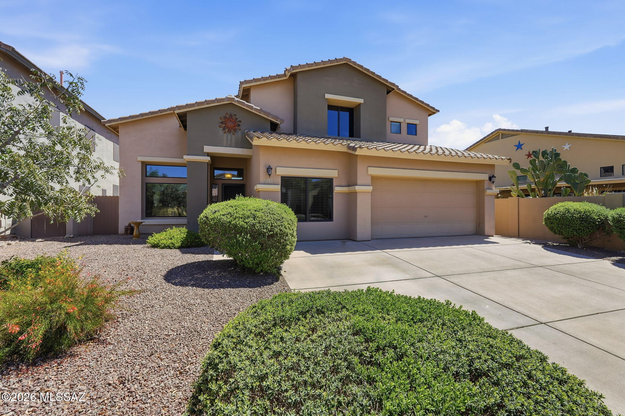 Welcome to your next chapter in Sahuarita! This stunning two-story home offers five bedrooms with the master downstairs, three bathrooms, and a versatile loft perfect for a home office or play space. The kitchen is a chef's dream, featuring a breakfast bar, spacious island, and gleaming stainless steel appliances. Enjoy the best of desert living with Anza Trail Park just steps away and Sahuarita Middle School nearby. Whether you're sipping morning coffee or hosting dinner parties, this home delivers comfort and style in equal measure. Don't let this one slip away!