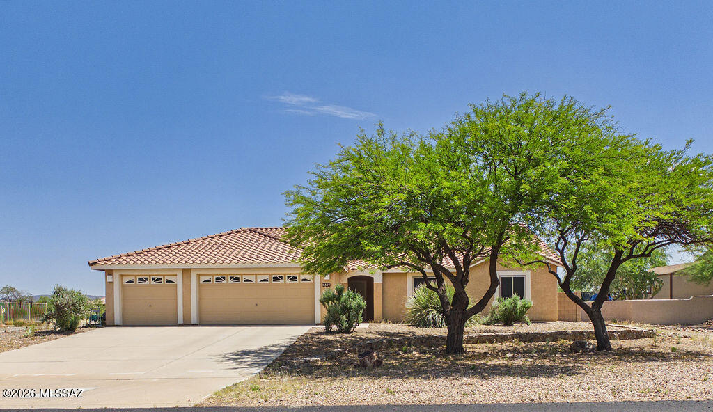 Welcome to your own slice of Arizona paradise! This stunning 3 bed, 2 bath home sits on an expansive 0.83-acre lot and offers the perfect blend of comfort, space, and privacy. Featuring a versatile den that can easily be converted into a 4th bedroom thanks to its existing closet, this home gives you the flexibility to fit your lifestyle. The pool is in the process of being cleaned, filled, and will be completed before close of escrow! Imagine relaxing with mountain views, entertaining guests, and creating the backyard oasis of your dreams. Complete with a spacious 3-car garage, NO HOA, and plenty of room to enjoy peaceful desert living. Enjoy the benefits of fully paid solar panels, helping reduce your electric costs! This property is full of endless potential!